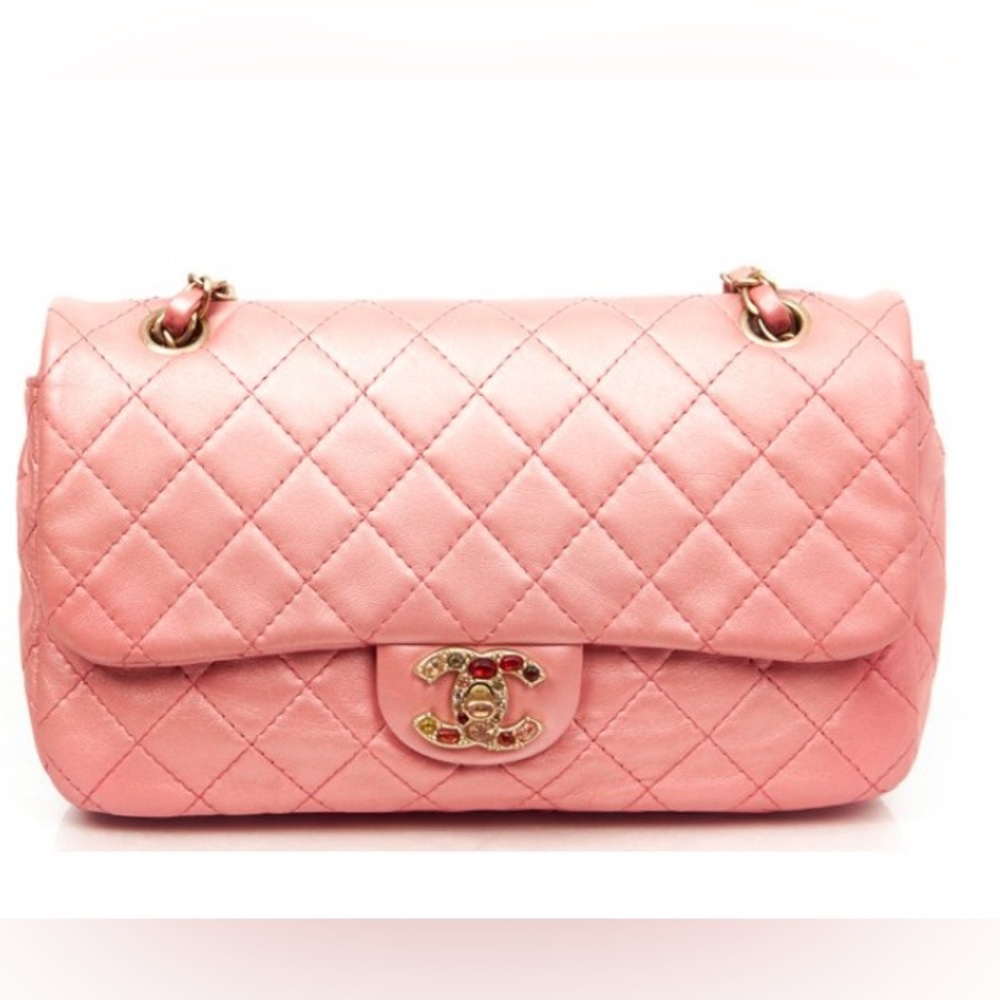 Chanel Metallic Pink Precious Jewel Medium Single Flap Bag